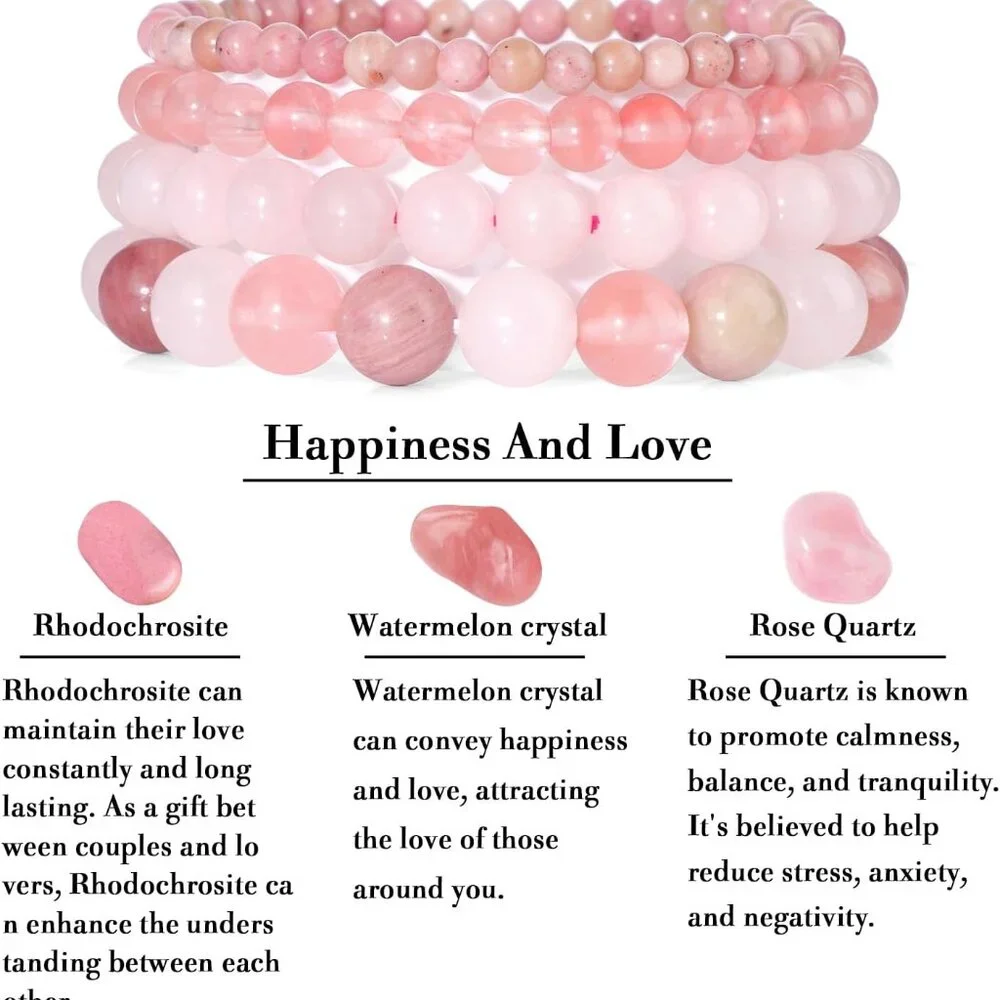 4pcs Beaded Bracelets for Women,Natural Healing Crystal Gemstones Bracelet,Anxie - Picture 4 of 8